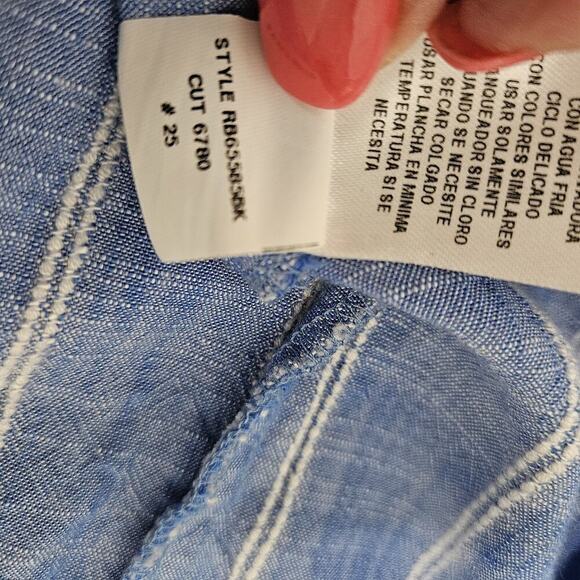 Signature by Robbie Bee Boho Blue and White Stripe Tiered Dress Bell Sleeve Sz S - Picture 12 of 12